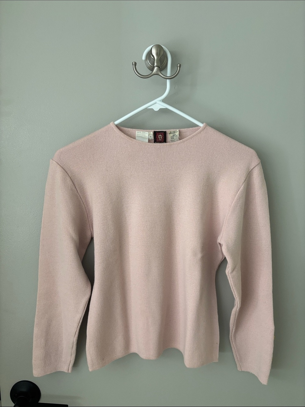 Anne Klein Blush Pink Long Sleeve Crewneck Top